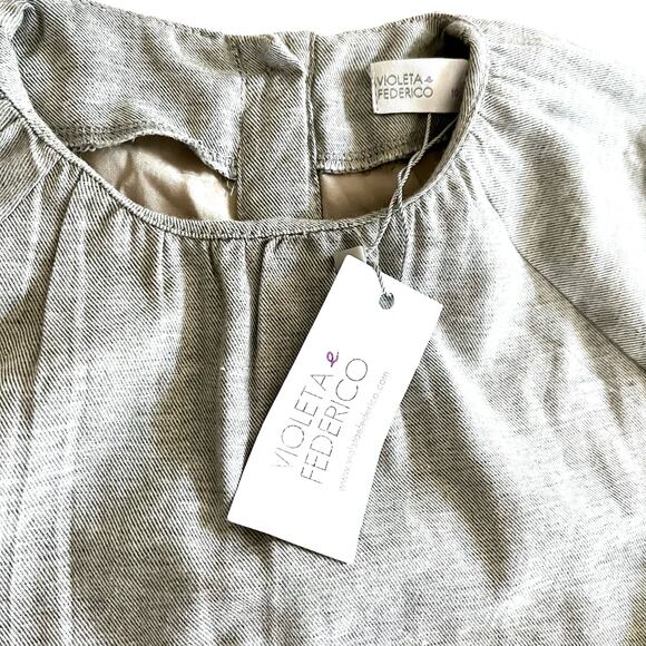 Violeta e Frederico girls gray shift dress with black white plaid skirt NWT 10 - Picture 4 of 7